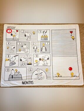 Lambs & Ivy Snoopy Peanuts Milestone Black/White Fleece Baby Blanket